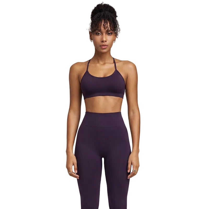 Women’s Crossover Back Sports Bra and High-Waist Leggings Workout Set