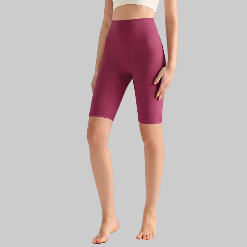 LAHN Antibacterial Bare-Fit 5-Inch Yoga Shorts, High-Waist Tummy Control - Wild Berry