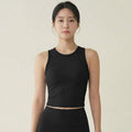 Weeman Ribbed Antibacterial Yoga Tank Top With Built-In Bra Cups for Women - Starry Black