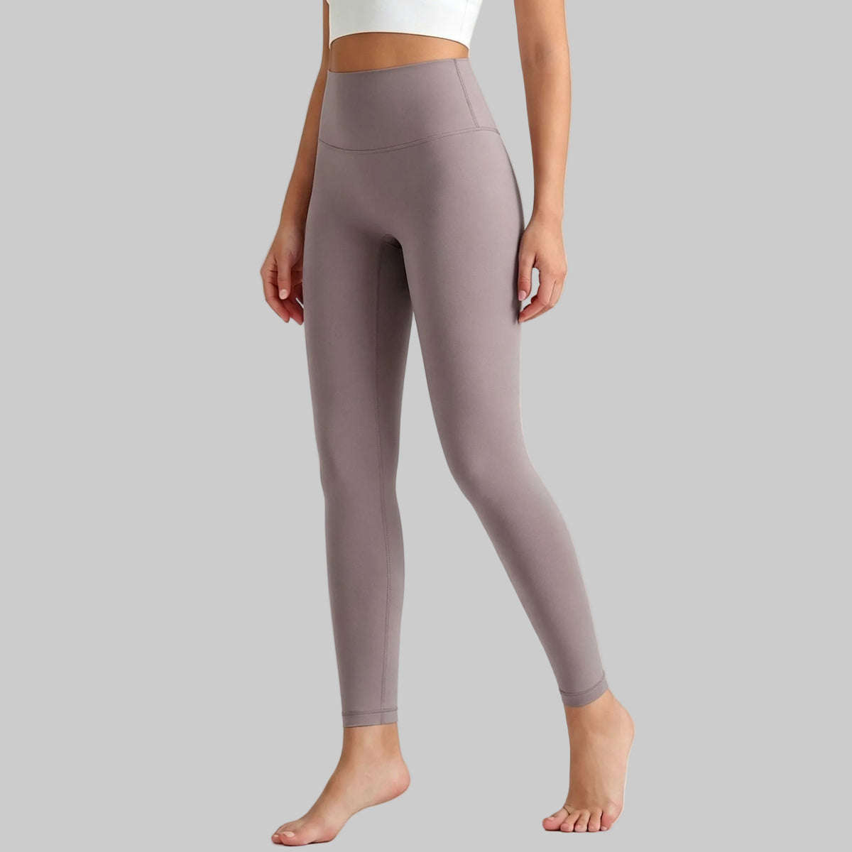 Lahn Bare-Skin Yoga Leggings For Women, High-Waist 3/4 Workout Pants - Morning Glory Purple