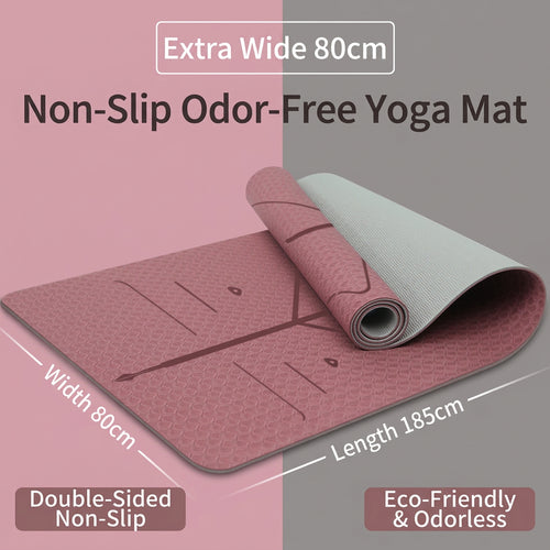 Extra Thick TPE Yoga Mat, Non-Slip Fitness Floor Mat for Home Gym, Dance