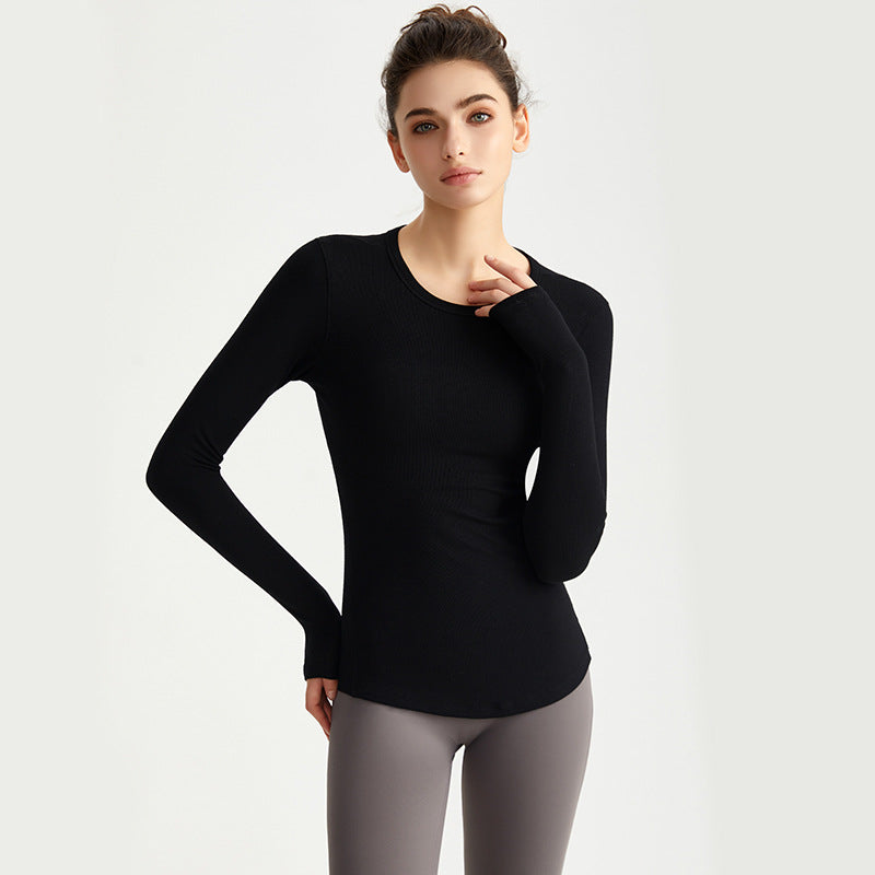 Weyman Long Sleeve Yoga Top — Slim Fit Workout Shirt, Sweat Wicking - CX-5155 Fashion Black