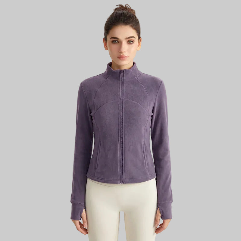Weimann Winter Fleece Yoga Jacket — Slim Fit Double-Sided Warm Coat With Pockets - WT-5072 Gray Purple