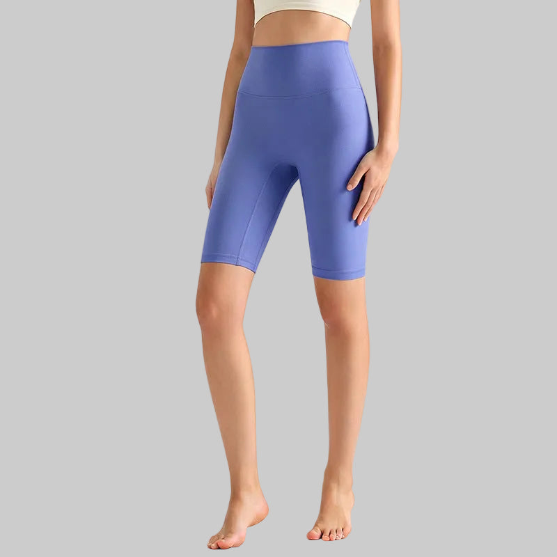 LAHN Antibacterial Bare-Fit 5-Inch Yoga Shorts, High-Waist Tummy Control - Cornflower Blue