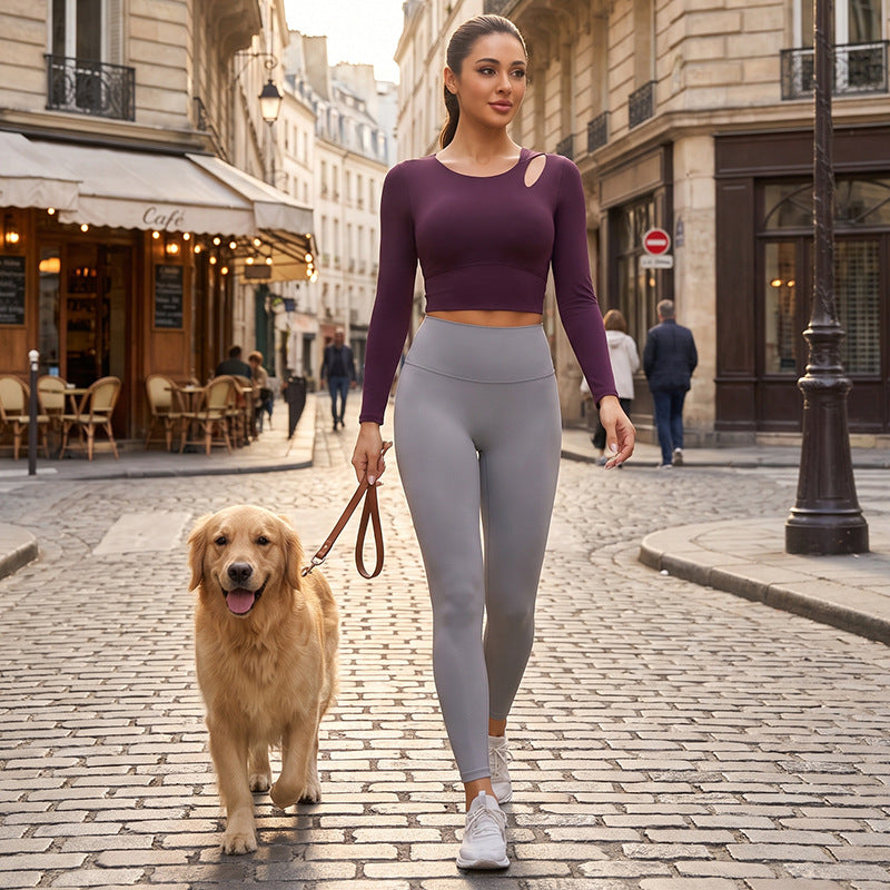 Wymen Antibacterial Long Sleeve Pilates Yoga Top — Built-In Bra Support