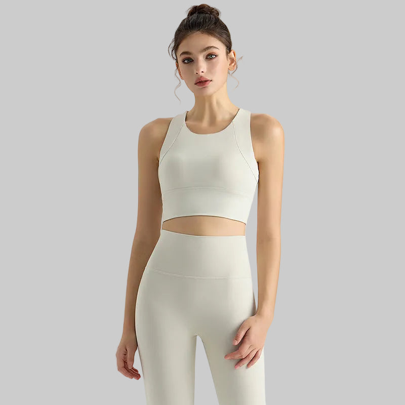 Women’s Yoga Set, 2-Piece Outfit for Pilates, Workout, Running, Outwear - Ivory