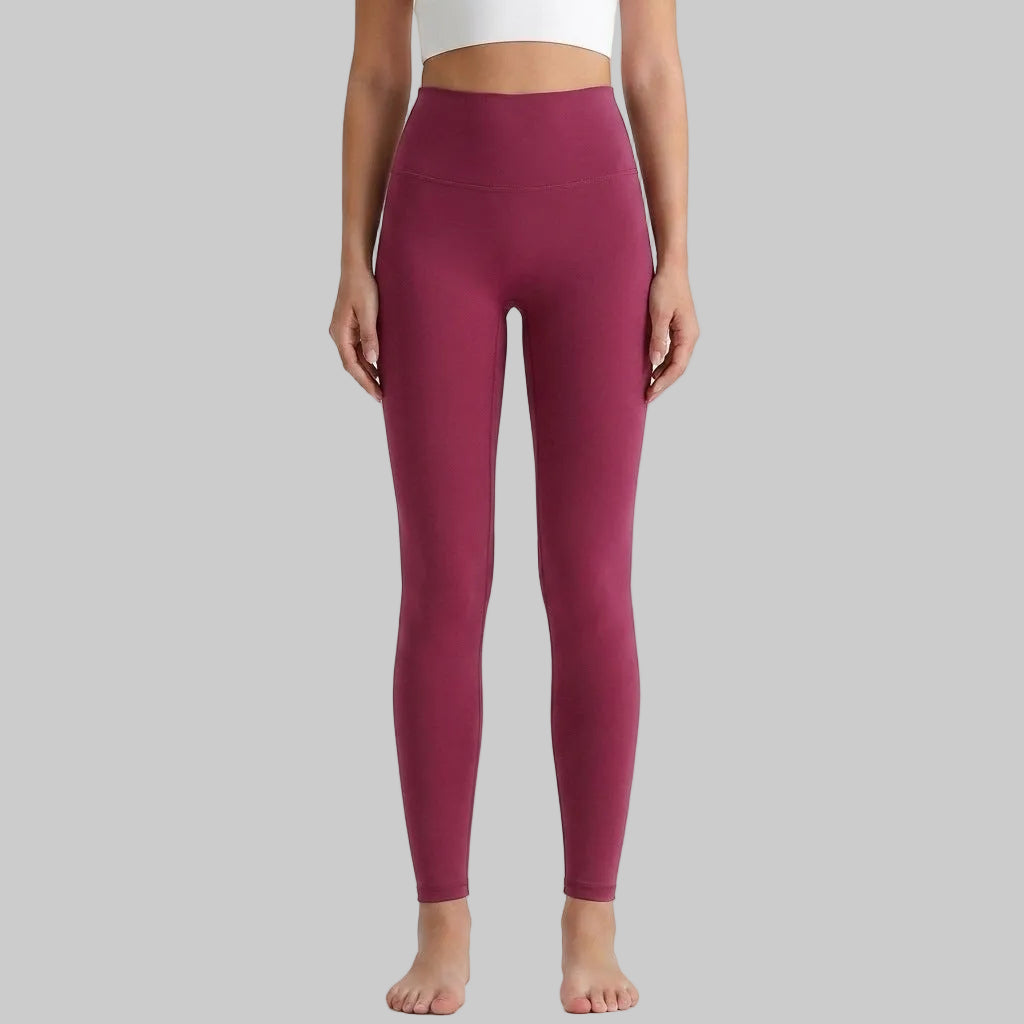 Lahn Bare-Skin Yoga Leggings For Women, High-Waist 3/4 Workout Pants - Wild Berry