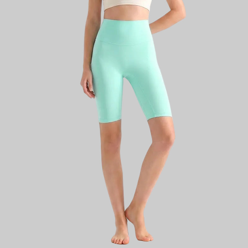 LAHN Antibacterial Bare-Fit 5-Inch Yoga Shorts, High-Waist Tummy Control - Tiffany Blue