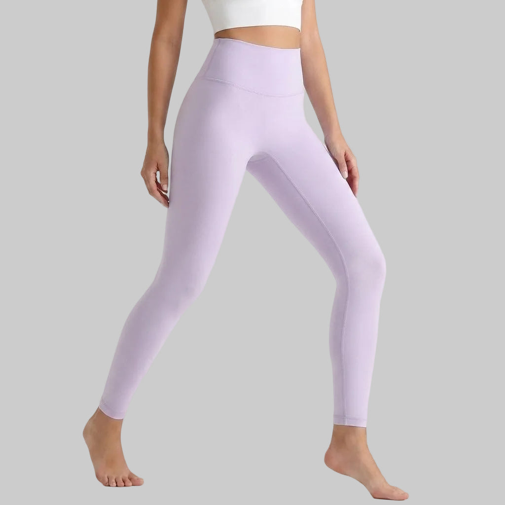 Lahn Bare-Skin Yoga Leggings For Women, High-Waist 3/4 Workout Pants - Lavender Purple