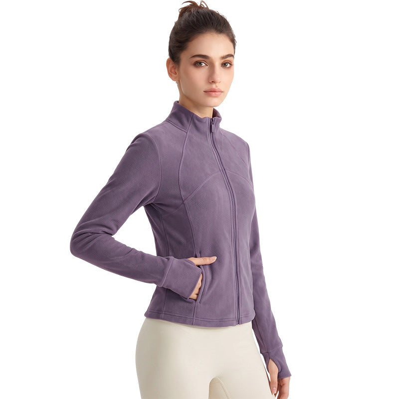 Weimann Winter Fleece Yoga Jacket — Slim Fit Double-Sided Warm Coat With Pockets