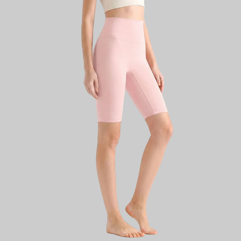 LAHN Antibacterial Bare-Fit 5-Inch Yoga Shorts, High-Waist Tummy Control - Strawberry Milkshake