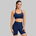Women’s Crisscross Back Yoga Sports Bra Set — Padded, High-Waist Shorts