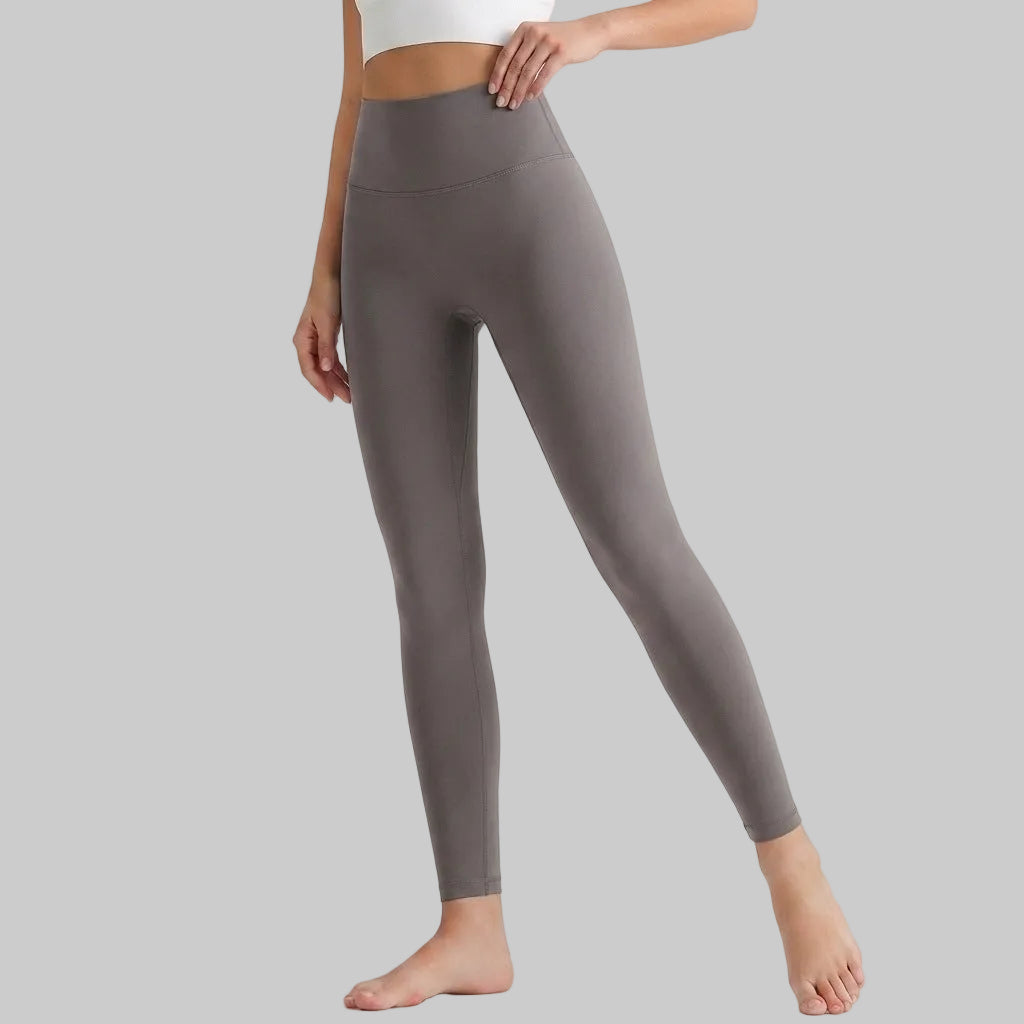 Lahn Bare-Skin Yoga Leggings For Women, High-Waist 3/4 Workout Pants - Blue Rock Gray