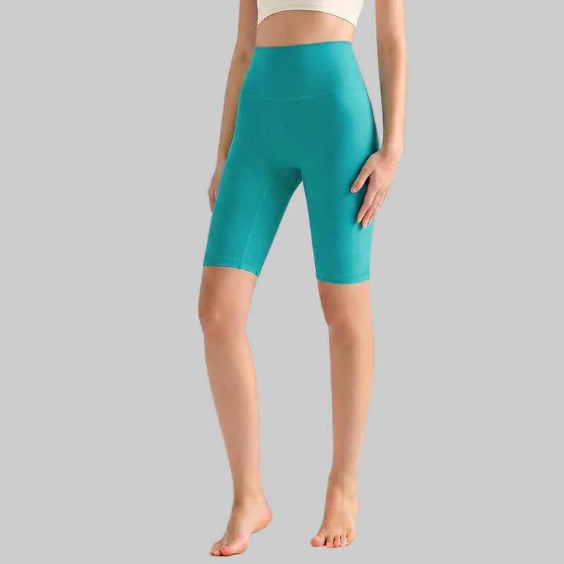 LAHN Antibacterial Bare-Fit 5-Inch Yoga Shorts, High-Waist Tummy Control - Maldives Green