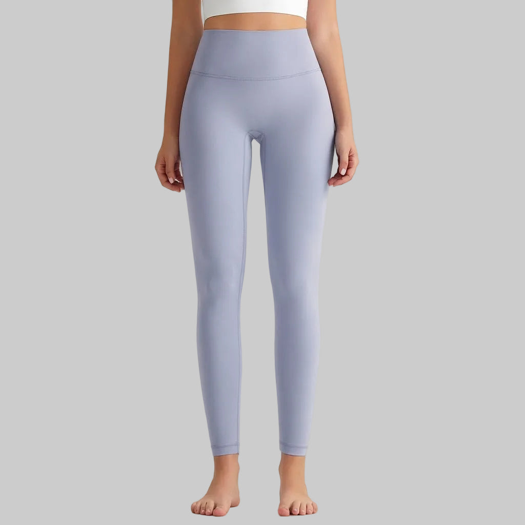 Lahn Bare-Skin Yoga Leggings For Women, High-Waist 3/4 Workout Pants - Light Lake Blue