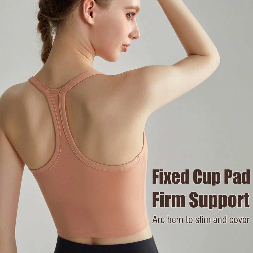 Weyman High-Impact Yoga Tank Bra, Fixed Pads, Racerback Spaghetti Strap