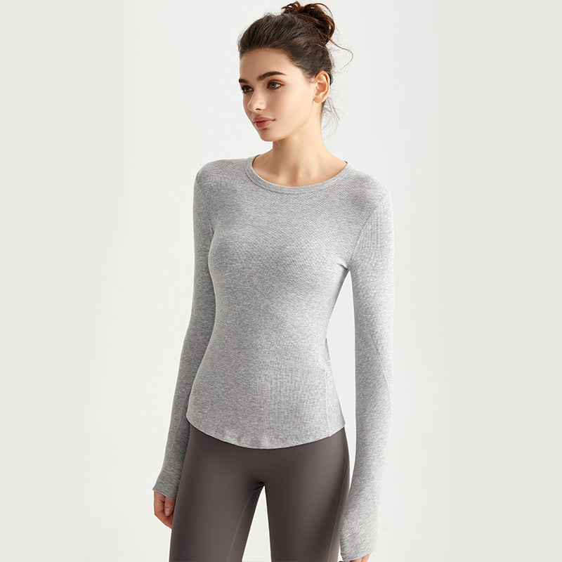 Weyman Long Sleeve Yoga Top — Slim Fit Workout Shirt, Sweat Wicking - CX-5155 Light Flower Gray