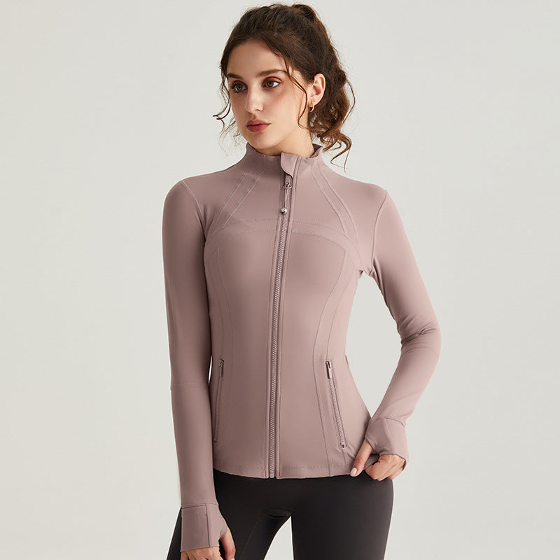 LAHN Women’s Zip-Up Track Jacket — Stand Collar Gym Workout Activewear - WT-046H Dusk Rose
