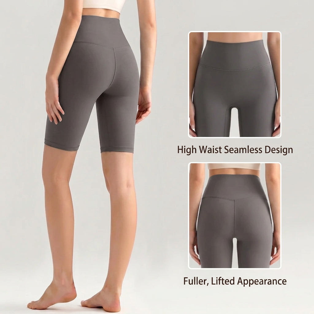 LAHN Antibacterial Bare-Fit 5-Inch Yoga Shorts, High-Waist Tummy Control