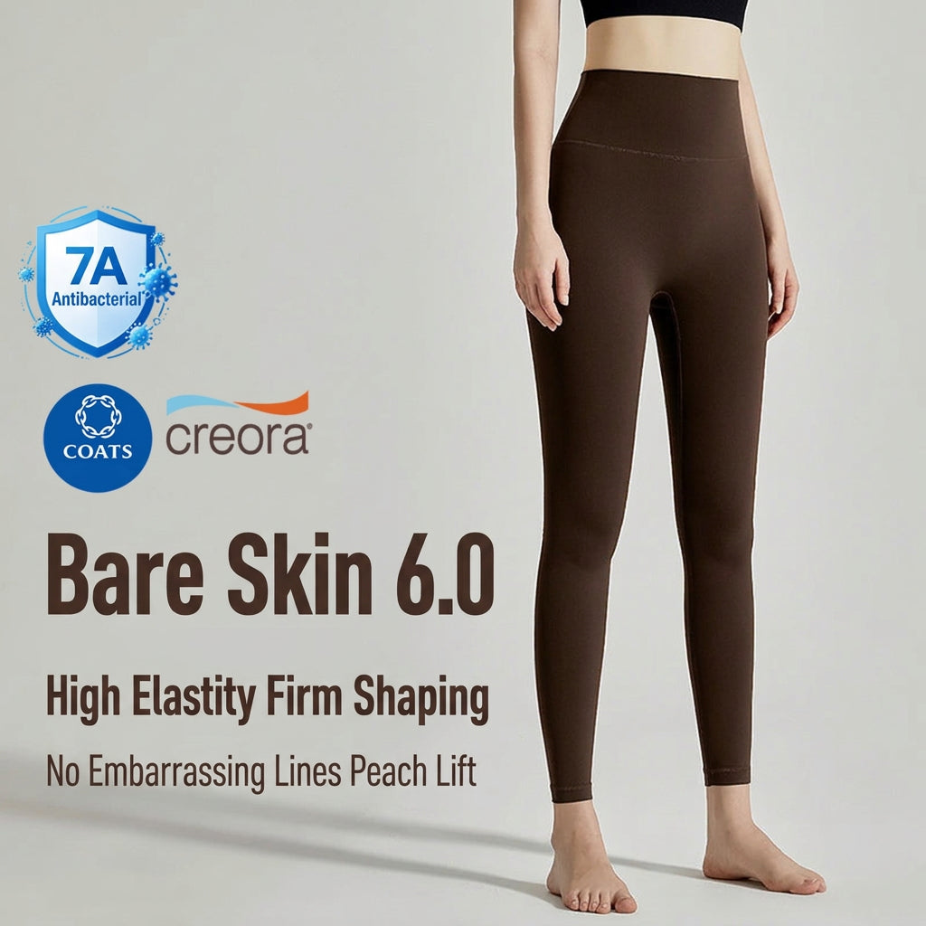 Lahn Bare-Skin Yoga Leggings For Women, High-Waist 3/4 Workout Pants