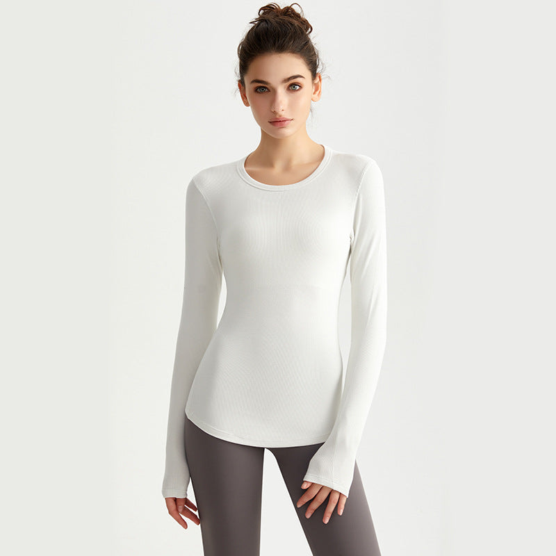 Weyman Long Sleeve Yoga Top — Slim Fit Workout Shirt, Sweat Wicking - CX-5155 Bone White