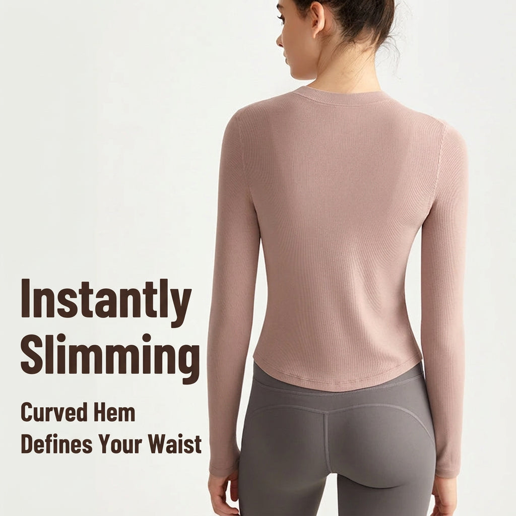 Wewman Early Fall Yoga Long Sleeve Henley T-Shirt, Slim Fit Workout Top