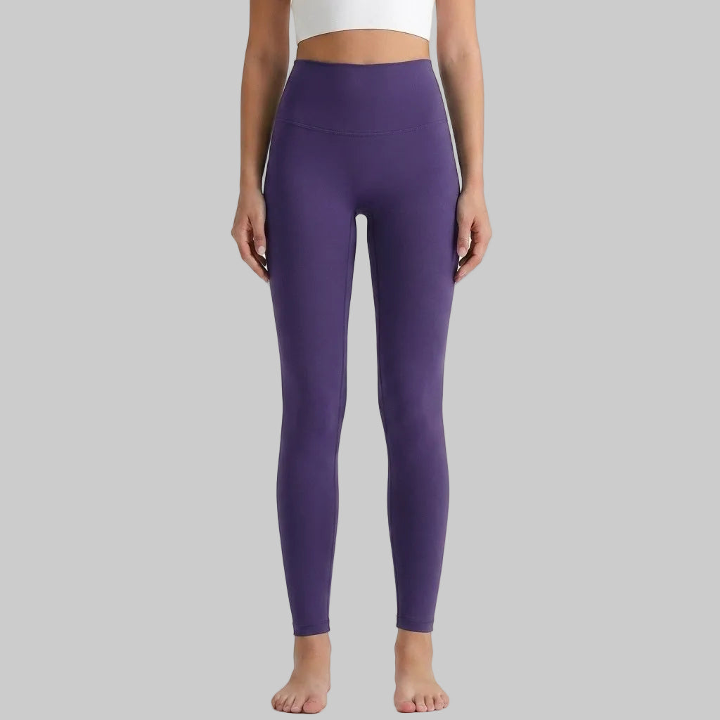 Lahn Bare-Skin Yoga Leggings For Women, High-Waist 3/4 Workout Pants - Crystal Purple Blue