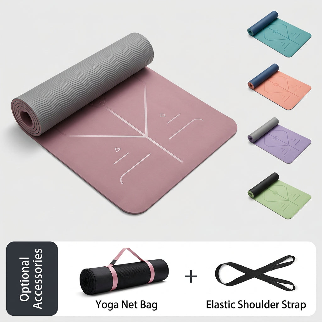 Extra Thick TPE Yoga Mat, Non-Slip Fitness Floor Mat for Home Gym, Dance