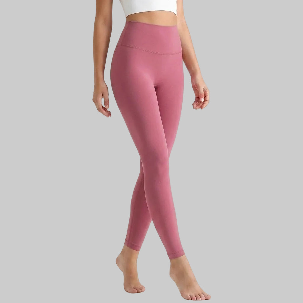Lahn Bare-Skin Yoga Leggings For Women, High-Waist 3/4 Workout Pants - Azalea Pink