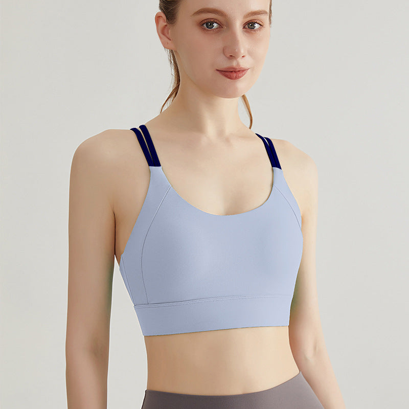 Weimann Thin Strap Sports Bra Tank — Padded Cross Back, No Bounce Support - WX-345 Sky Blue