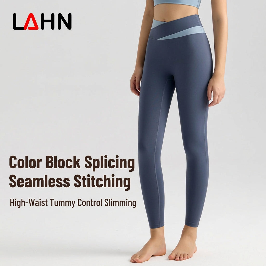 Women High-Waist Cross-Color Yoga Pants — Butt-Lift Leggings for Running