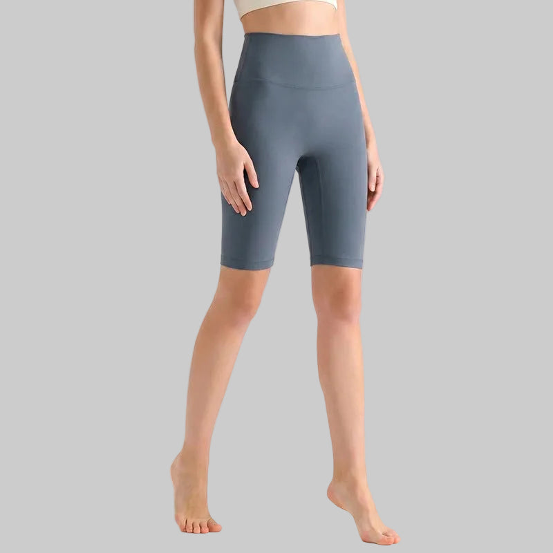 LAHN Antibacterial Bare-Fit 5-Inch Yoga Shorts, High-Waist Tummy Control - Prussian Blue