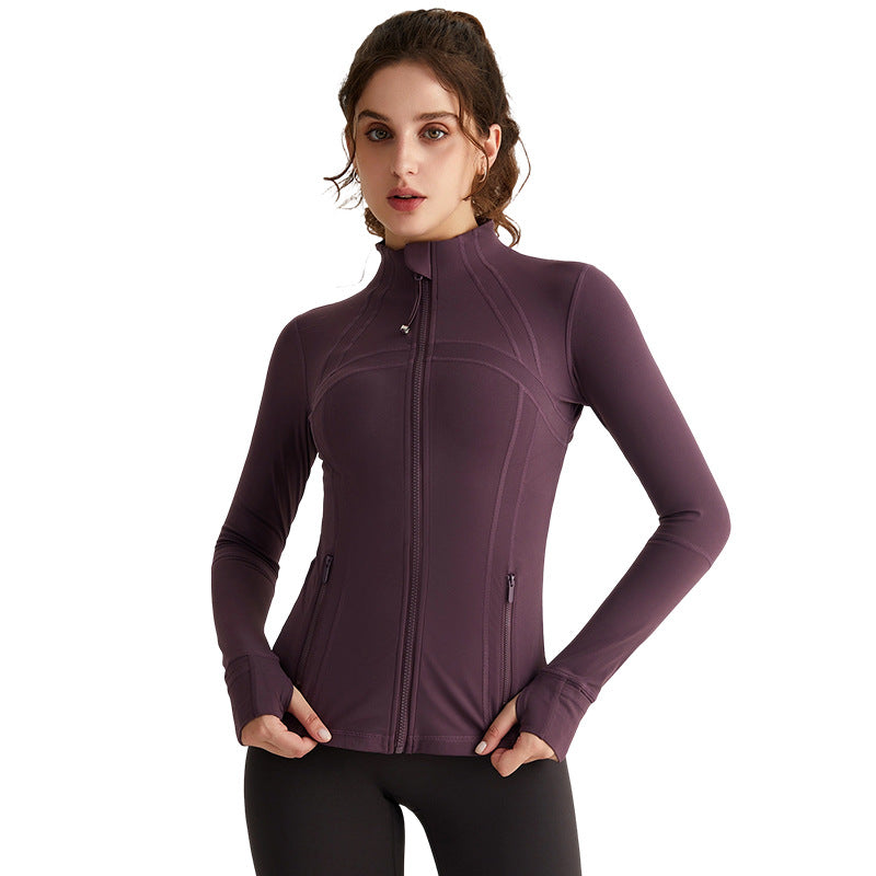LAHN Women’s Zip-Up Track Jacket — Stand Collar Gym Workout Activewear