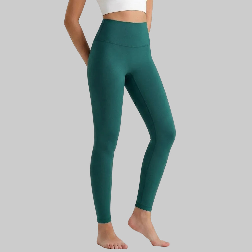 Lahn Bare-Skin Yoga Leggings For Women, High-Waist 3/4 Workout Pants - Glassy Green
