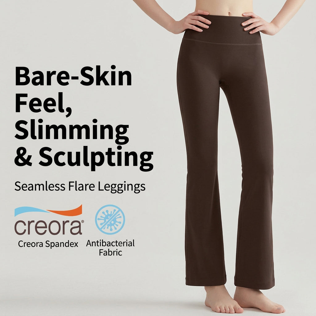 Women’s High-Waist Yoga Bell-Bottom Leggings—No Front Seams, Flattering Fit