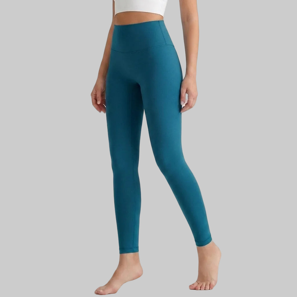 Lahn Bare-Skin Yoga Leggings For Women, High-Waist 3/4 Workout Pants - Ocean Blue