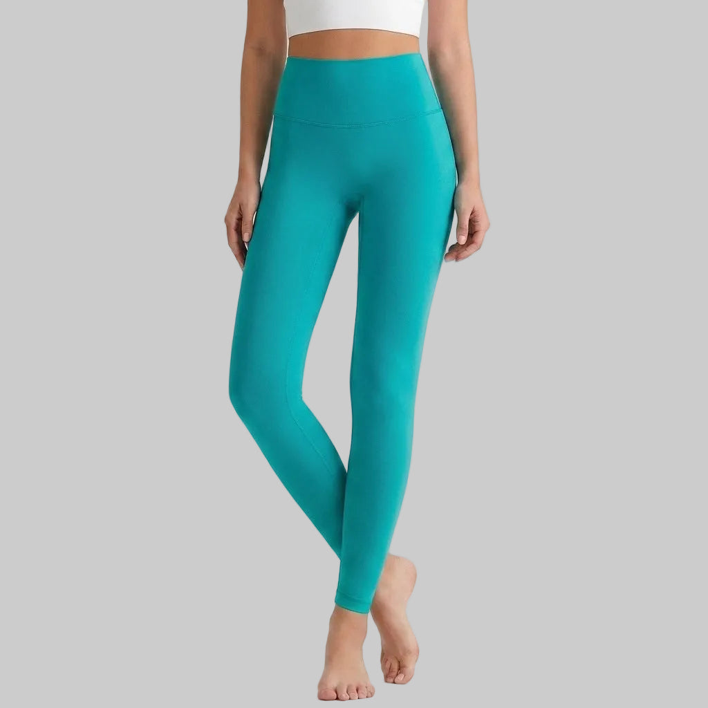 Lahn Bare-Skin Yoga Leggings For Women, High-Waist 3/4 Workout Pants - Maldives Green