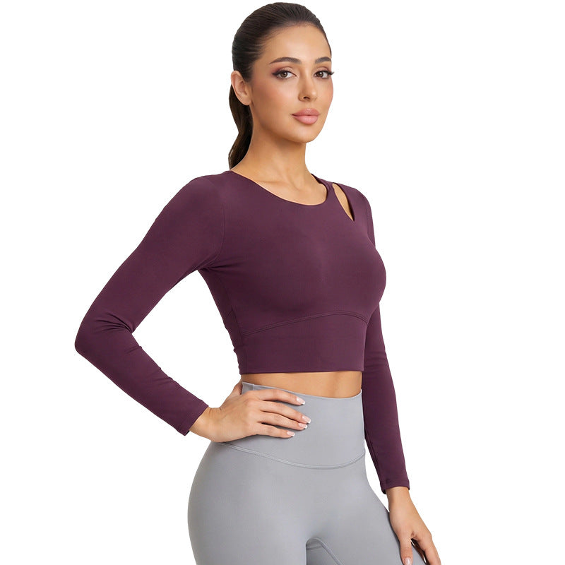 Wymen Antibacterial Long Sleeve Pilates Yoga Top — Built-In Bra Support