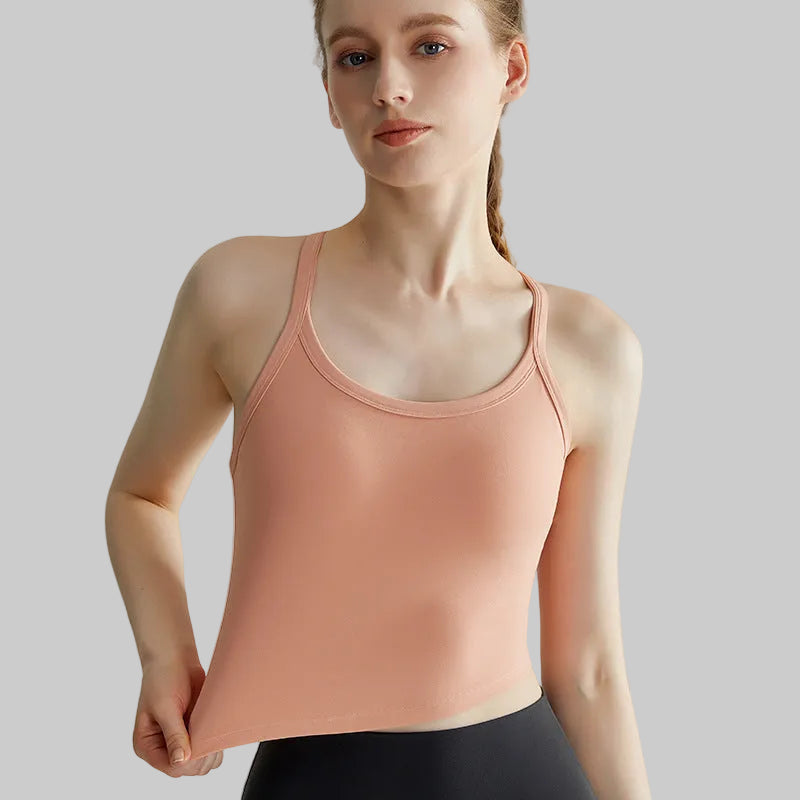 Weyman High-Impact Yoga Tank Bra, Fixed Pads, Racerback Spaghetti Strap