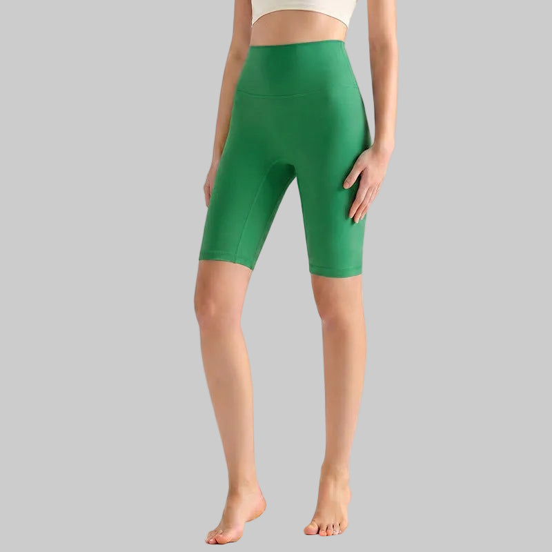 LAHN Antibacterial Bare-Fit 5-Inch Yoga Shorts, High-Waist Tummy Control - Forest Green