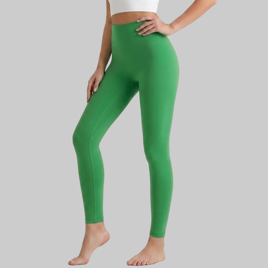 Lahn Bare-Skin Yoga Leggings For Women, High-Waist 3/4 Workout Pants - Forest Green