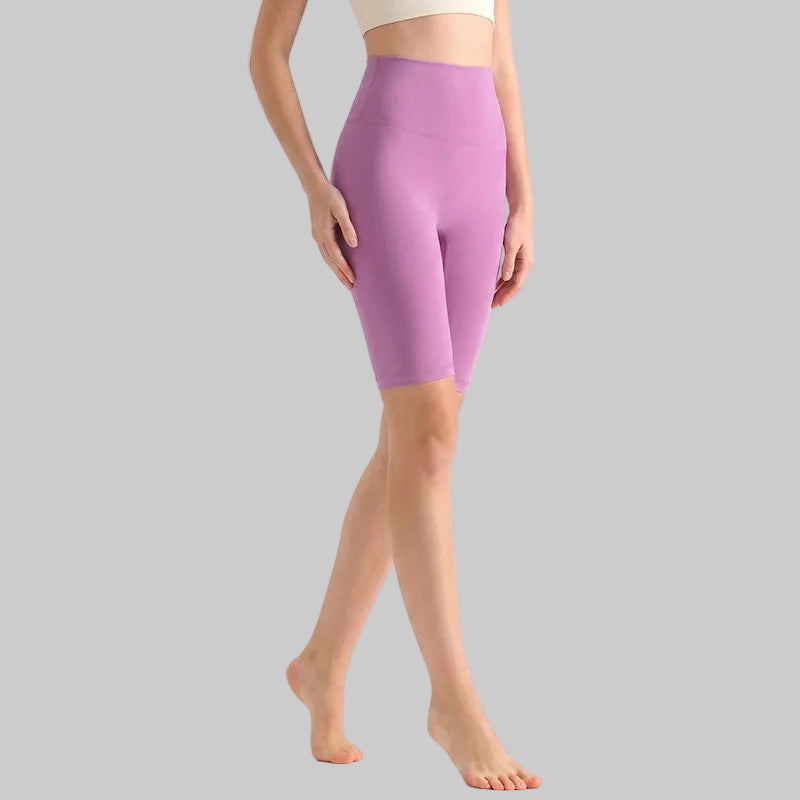 LAHN Antibacterial Bare-Fit 5-Inch Yoga Shorts, High-Waist Tummy Control - Fuchsia Purple