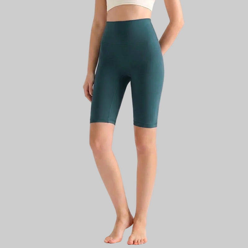 LAHN Antibacterial Bare-Fit 5-Inch Yoga Shorts, High-Waist Tummy Control - Deep Jade Green