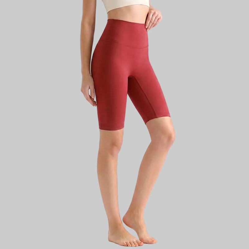 LAHN Antibacterial Bare-Fit 5-Inch Yoga Shorts, High-Waist Tummy Control - Rose Red