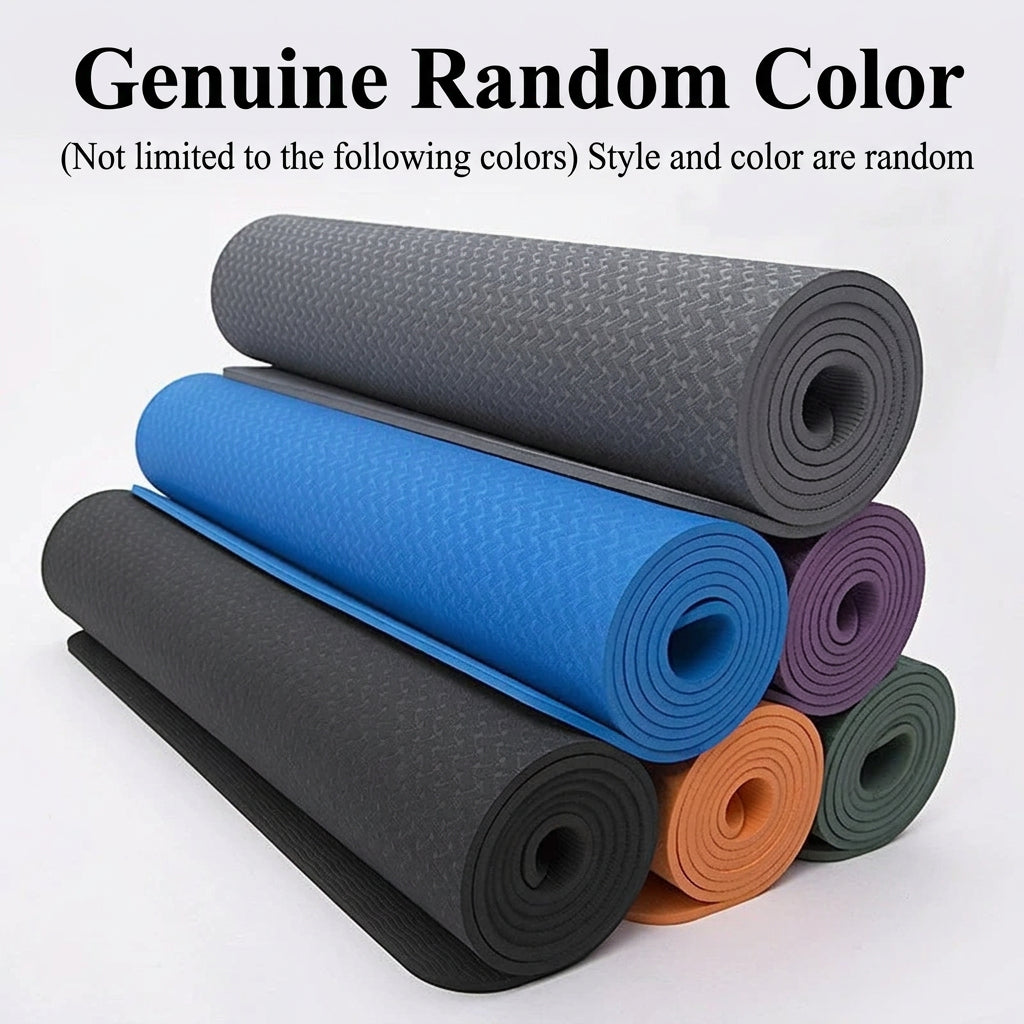 Extra Thick TPE Yoga Mat, Non-Slip Fitness Floor Mat for Home Gym, Dance - Random Color