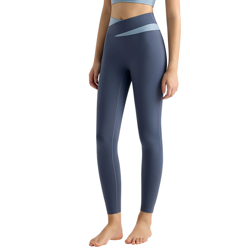 Women High-Waist Cross-Color Yoga Pants — Butt-Lift Leggings for Running