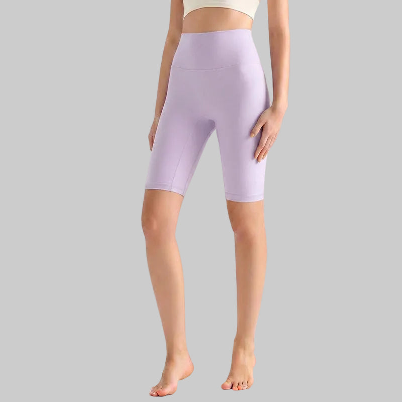 LAHN Antibacterial Bare-Fit 5-Inch Yoga Shorts, High-Waist Tummy Control - Lavender Purple