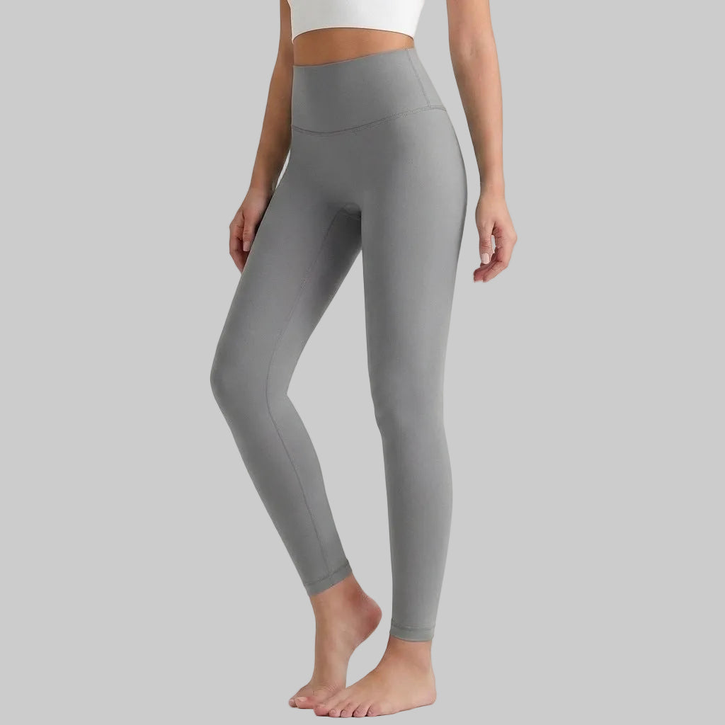 Lahn Bare-Skin Yoga Leggings For Women, High-Waist 3/4 Workout Pants - Rhino Gray