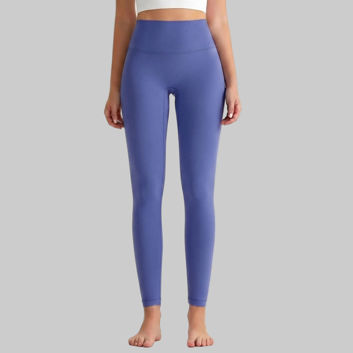 Lahn Bare-Skin Yoga Leggings For Women, High-Waist 3/4 Workout Pants - Cornflower Blue