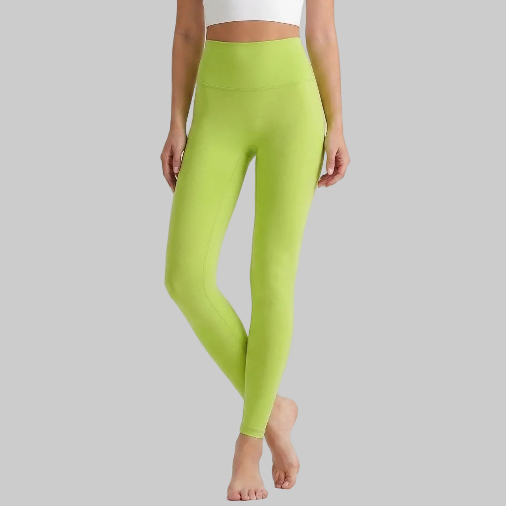 Lahn Bare-Skin Yoga Leggings For Women, High-Waist 3/4 Workout Pants - Aoki Green